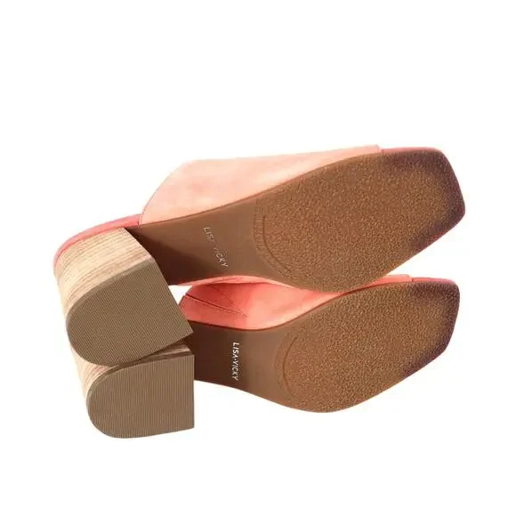 Coral Suede Open-Toe Mule Sandals - Le-Velocity - Picture 5 of 6